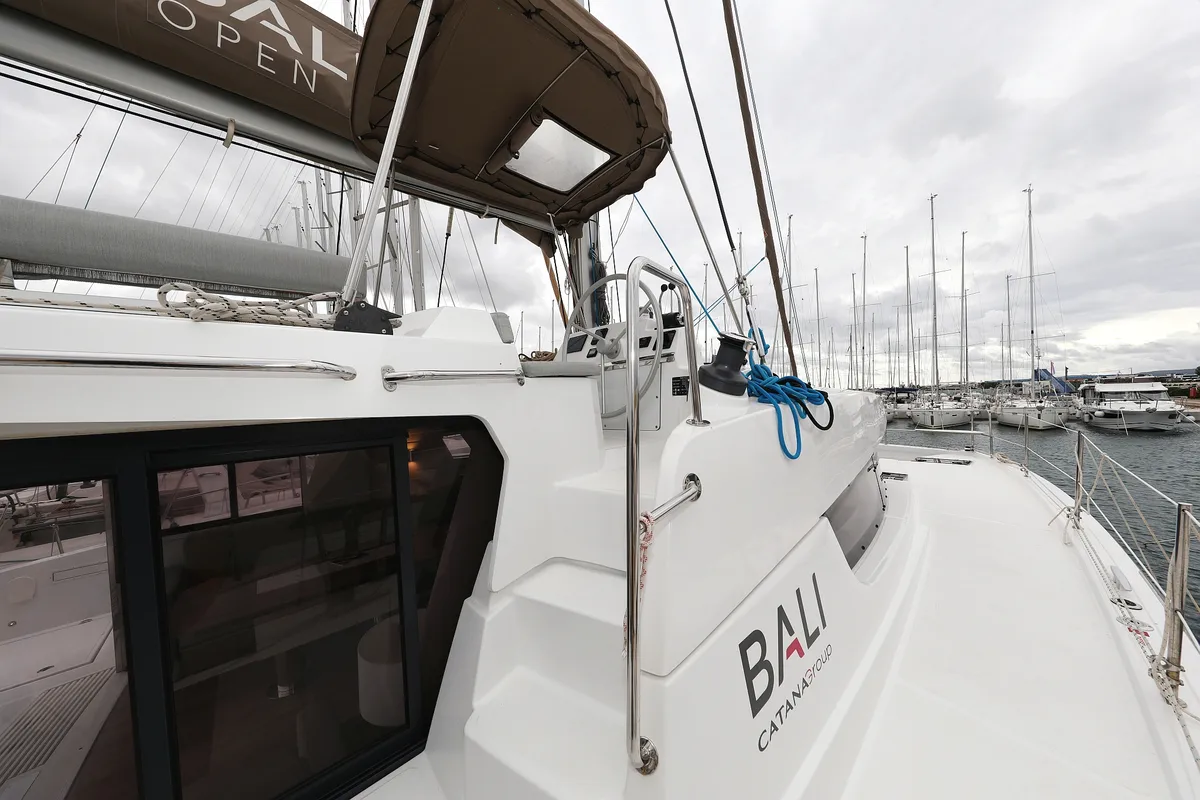 Deck of Sunlight, a Bali 4.2 OW catamaran at Grad Biograd na Moru, Croatia