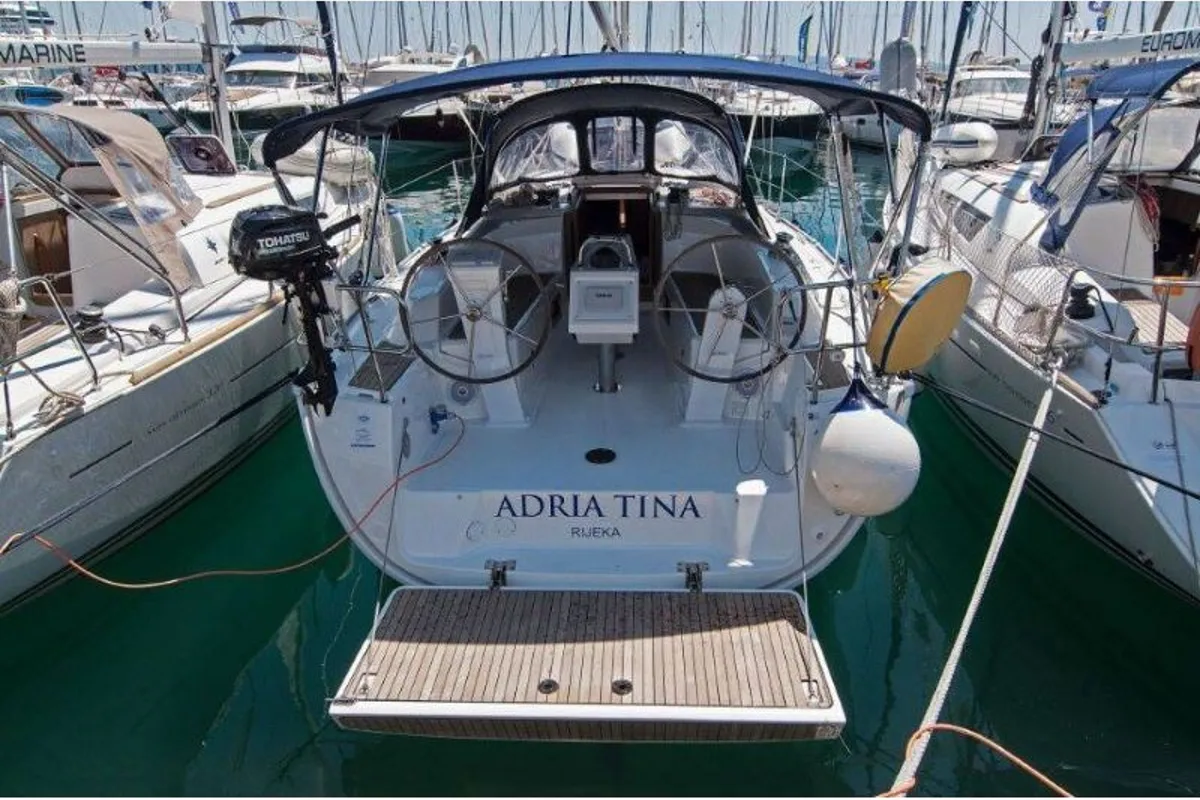 Exterior view of Adria Tina, a Bavaria Cruiser 34 sailboat at Split, Croatia