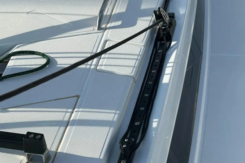 Deck of TITI, a Beneteau First 44 sailboat at Lavrion, Greece