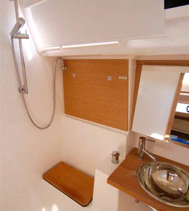 Head on AINA, a Dufour 412 Grand large sailboat at Municipal Unit of Lefkada, Greece