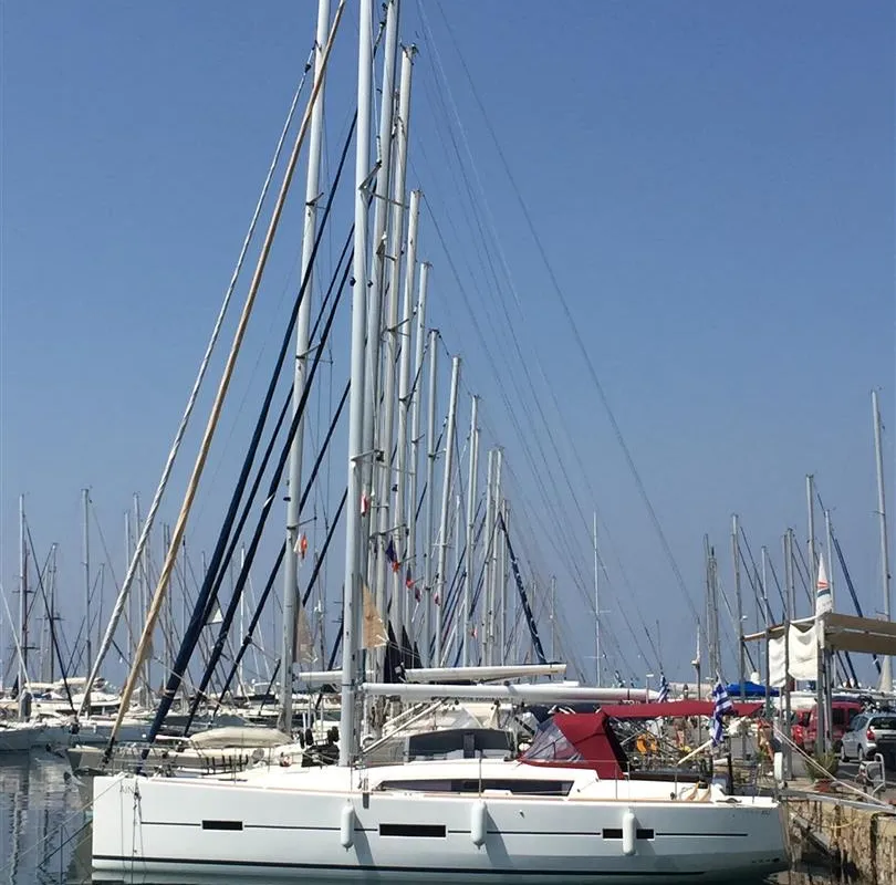 AINA, a Dufour 412 Grand large sailboat at Municipal Unit of Lefkada, Greece