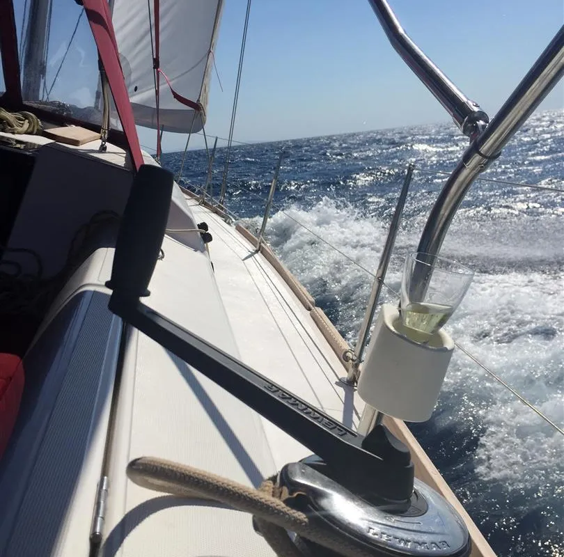 AINA, a Dufour 412 Grand large sailboat at Municipal Unit of Lefkada, Greece