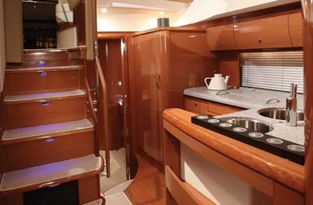 Galley of Panarea, a Prestige 50 Fly motorboat at Primošten, Croatia