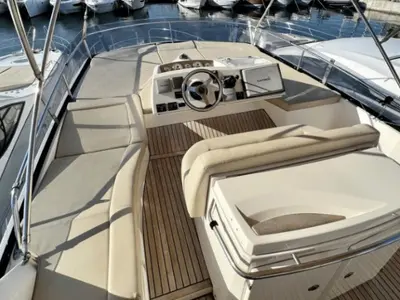Deck of Panarea, a Prestige 50 Fly motorboat at Primošten, Croatia
