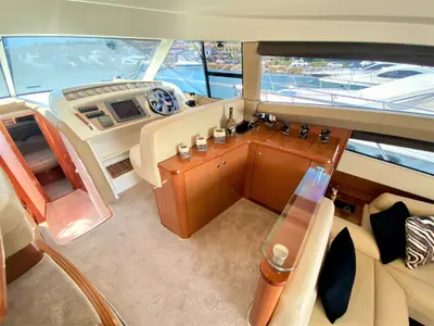 Cockpit of Panarea, a Prestige 50 Fly motorboat at Primošten, Croatia