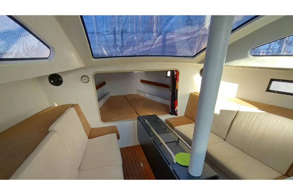 Salon of Yume, a RM 10.60 sailboat at Saint-Cast-le-Guildo, France