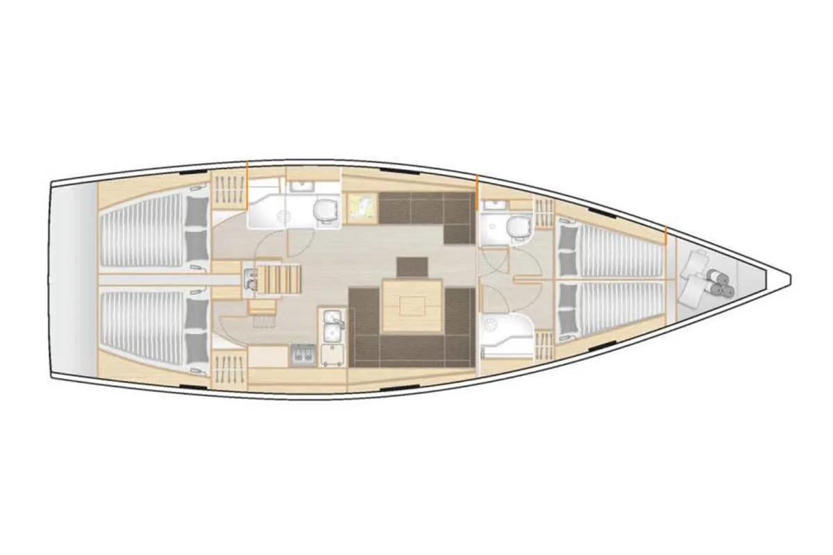 Floor plan of Theodora, a Hanse 458 sailboat at Municipal Unit of Lefkada, Greece