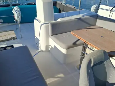 Deck of Sirena, a Beneteau Swift Trawler 41 motor yacht at Split, Croatia