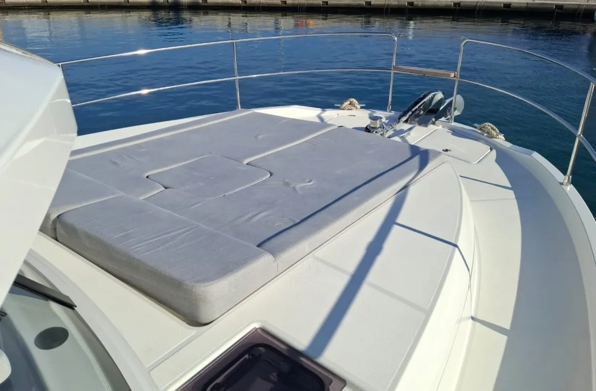 Deck of Sirena, a Beneteau Swift Trawler 41 motor yacht at Split, Croatia
