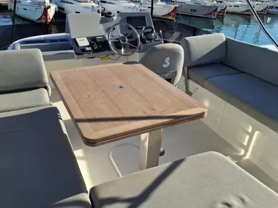 Cockpit of Sirena, a Beneteau Swift Trawler 41 motor yacht at Split, Croatia