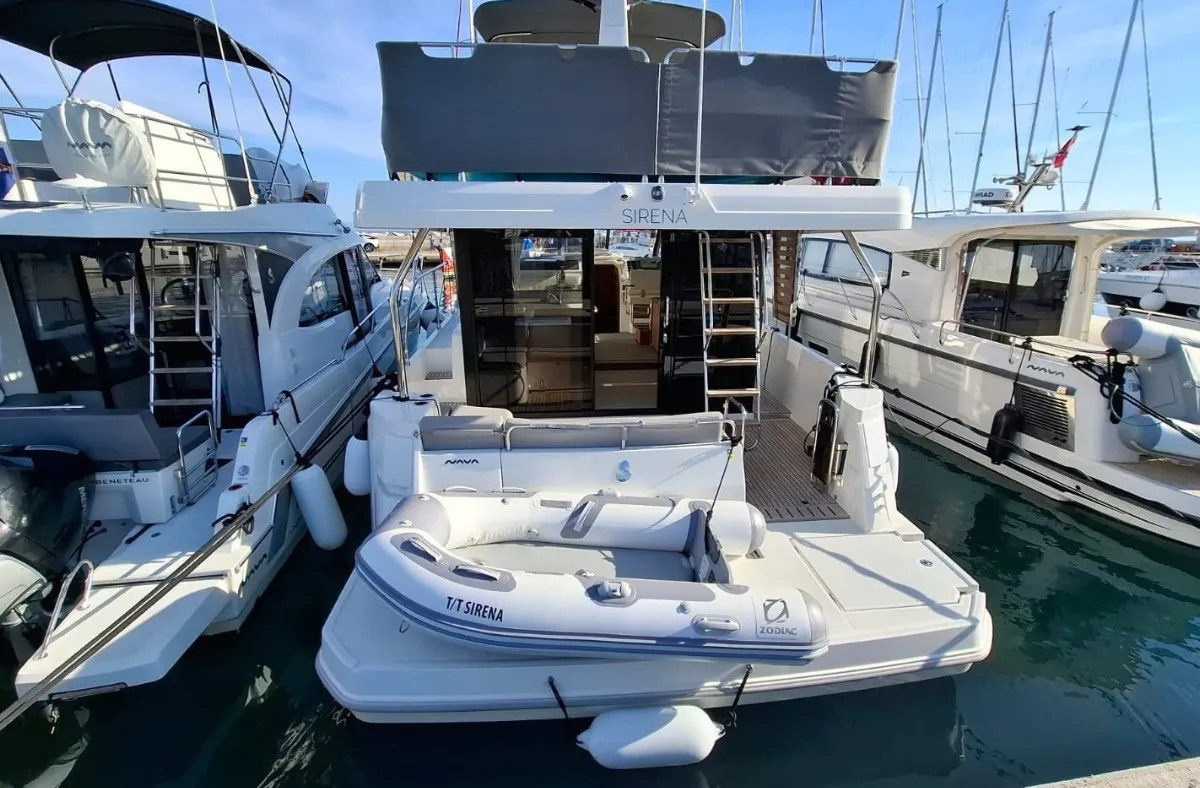 Exterior view of Sirena, a Beneteau Swift Trawler 41 motor yacht at Split, Croatia