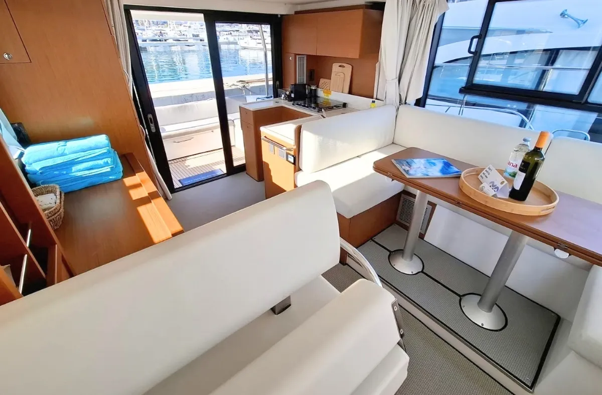 Salon of Sirena, a Beneteau Swift Trawler 41 motor yacht at Split, Croatia