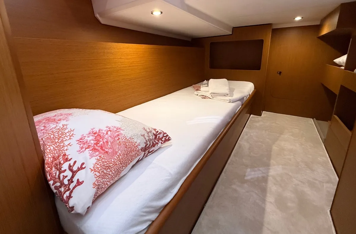 Cabin on Sirena, a Beneteau Swift Trawler 41 motor yacht at Split, Croatia