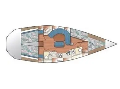 Floor plan of Tintaro, a Catalina 42 sailboat at Genoa, Italy