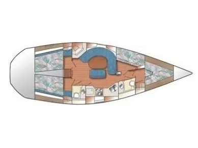Floor plan of Tintaro, a Catalina 42 sailboat at Genoa, Italy