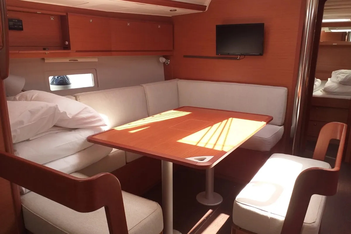 Salon of Fenera, a Dufour 430 sailboat at Medulin, Croatia