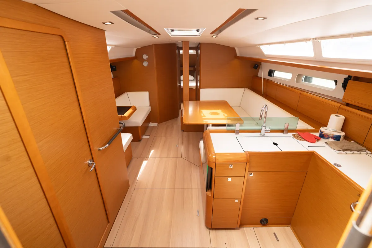 Galley of ORESTIS, a Jeanneau Sun Odyssey 449 sailboat at Municipal Unit of Nea Peramos, Greece
