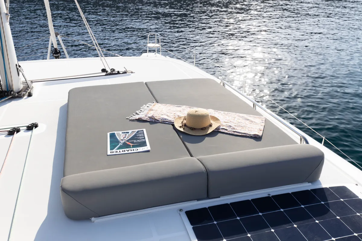 Deck of Utopia, a Lagoon 42 catamaran at Athens, Greece