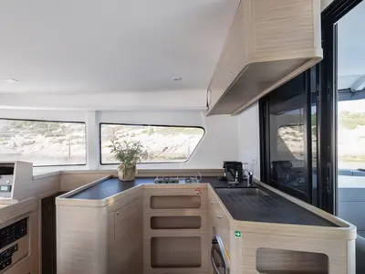 Galley of Utopia, a Lagoon 42 catamaran at Athens, Greece