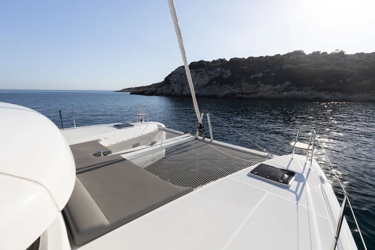 Deck of Utopia, a Lagoon 42 catamaran at Athens, Greece