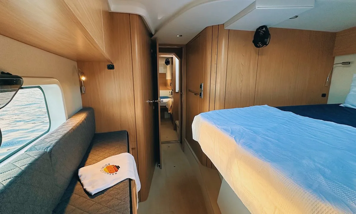 Cabin on Jomo, a Bali Catspace catamaran at Fethiye, Turkey