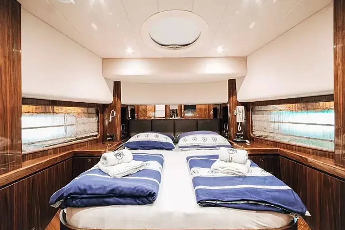 Cabin on Premium, a Elegance 60 Fly motor yacht at Općina Pakoštane, Croatia
