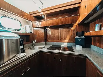 Galley of Premium, a Elegance 60 Fly motor yacht at Općina Pakoštane, Croatia
