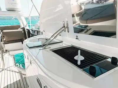 Deck of Premium, a Elegance 60 Fly motor yacht at Općina Pakoštane, Croatia
