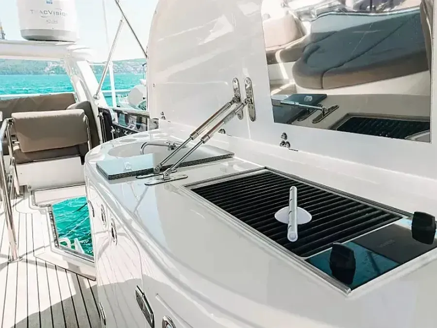 Deck of Premium, a Elegance 60 Fly motor yacht at Općina Pakoštane, Croatia