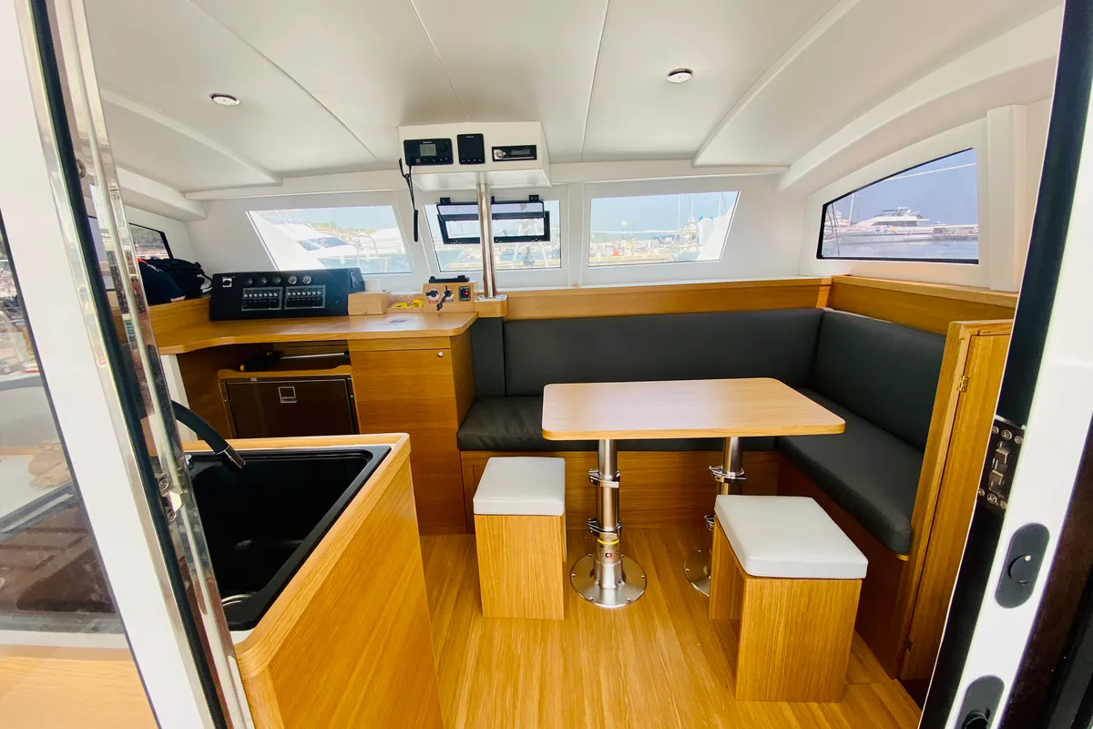 Salon of Altair, a Gulet C-CAT 37 catamaran at Olbia, Italy