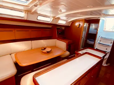 Salon of Christina (Pax 12) , a Beneteau Cyclades 50.5 sailboat at Municipal Unit of Lefkada, Greece