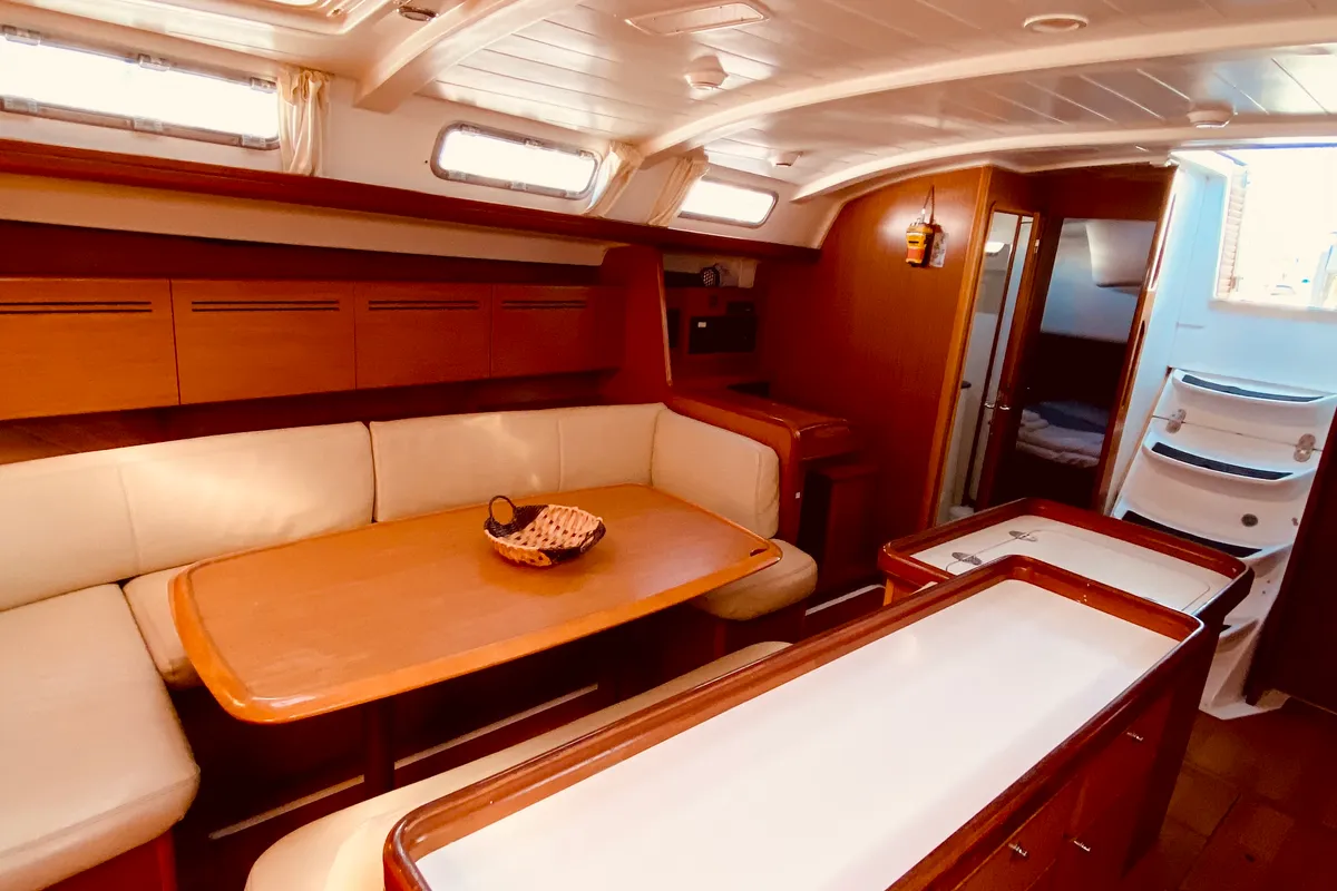 Salon of Christina (Pax 12) , a Beneteau Cyclades 50.5 sailboat at Municipal Unit of Lefkada, Greece