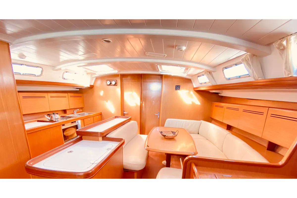 Salon of Christina (Pax 12) , a Beneteau Cyclades 50.5 sailboat at Municipal Unit of Lefkada, Greece