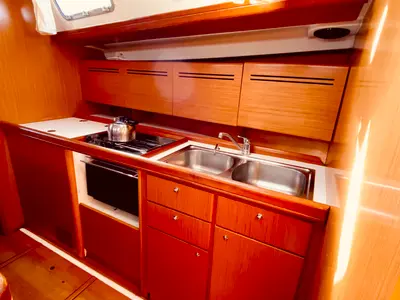 Galley of Christina (Pax 12) , a Beneteau Cyclades 50.5 sailboat at Municipal Unit of Lefkada, Greece