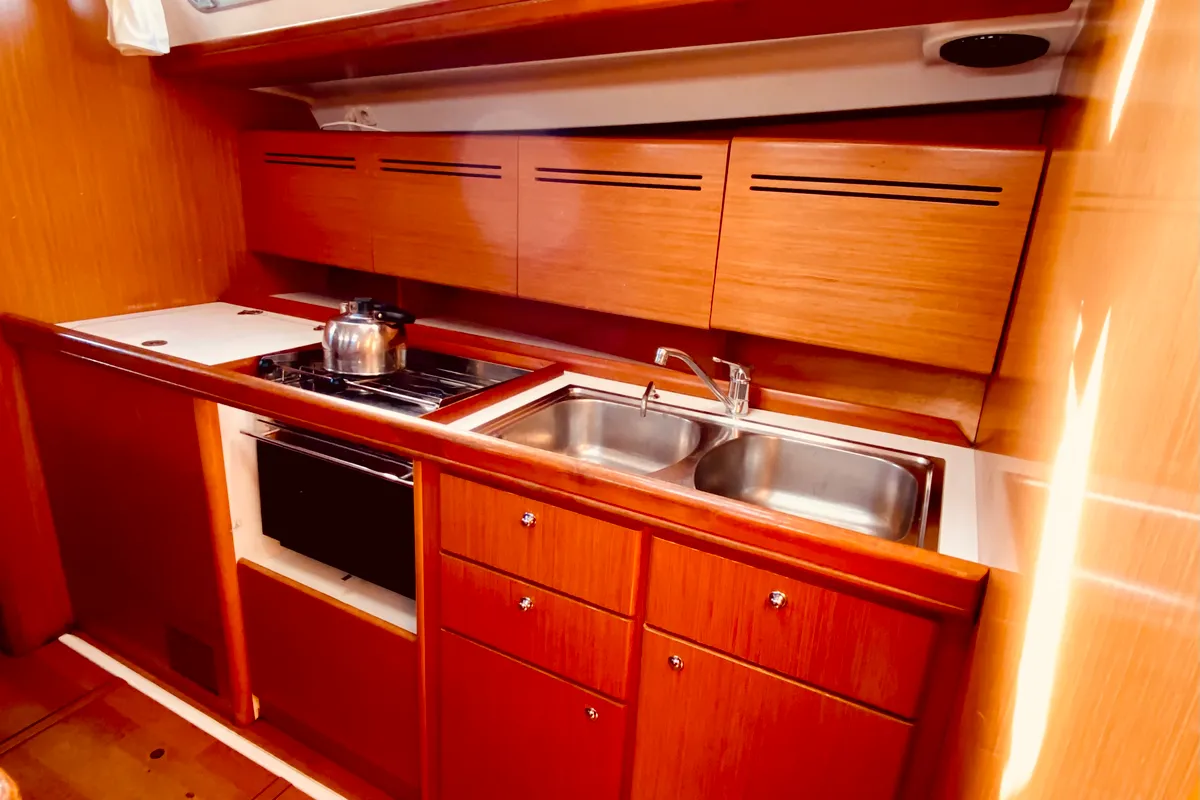 Galley of Christina (Pax 12) , a Beneteau Cyclades 50.5 sailboat at Municipal Unit of Lefkada, Greece