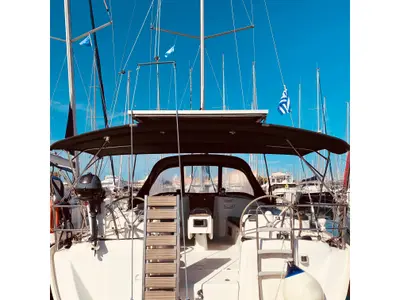 Cockpit of Christina (Pax 12) , a Beneteau Cyclades 50.5 sailboat at Municipal Unit of Lefkada, Greece