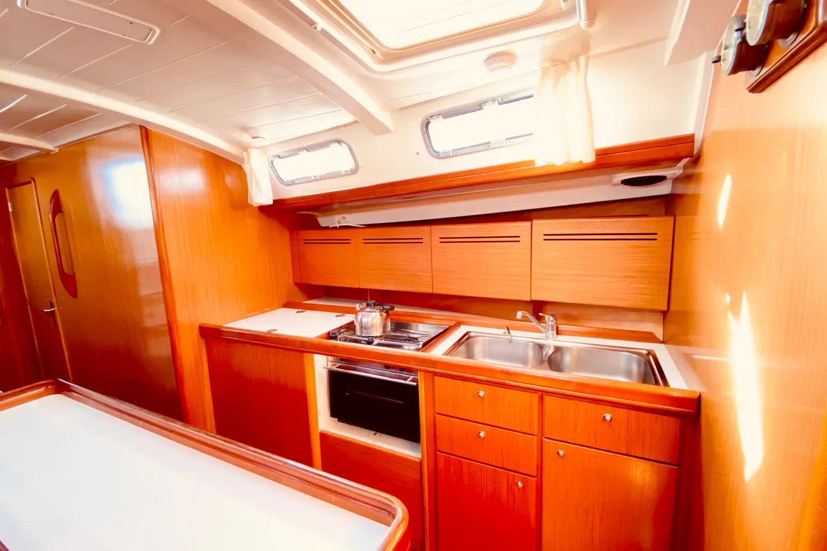Salon of Christina (Pax 12) , a Beneteau Cyclades 50.5 sailboat at Municipal Unit of Lefkada, Greece