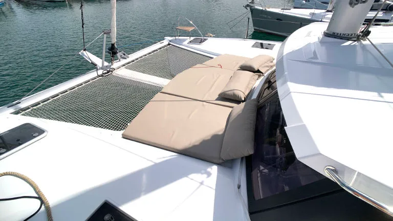Deck of Idefix, a Fountaine Pajot Lucia 40 catamaran at Općina Rogoznica, Croatia