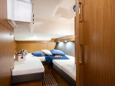 Cabin on Star Romeo, a Bavaria Cruiser 56 sailboat at Primošten, Croatia