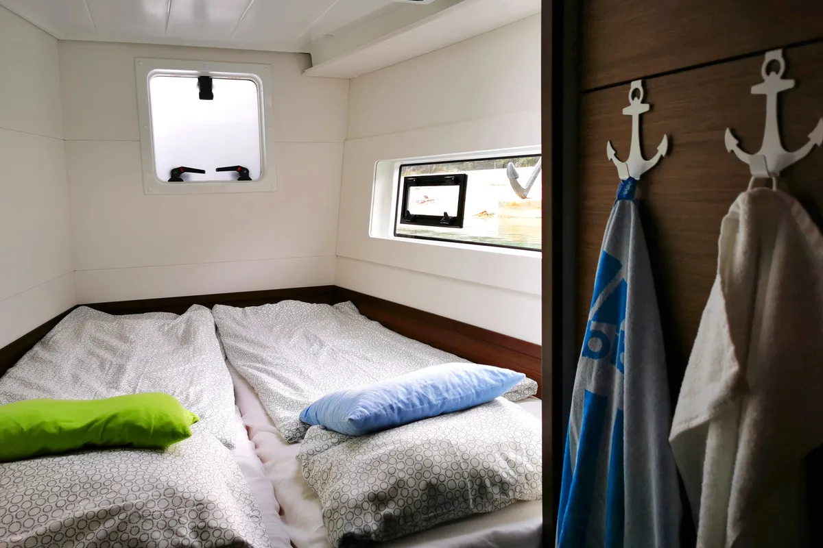 Cabin on Vaiana, a Lagoon 40 catamaran at Punat, Croatia