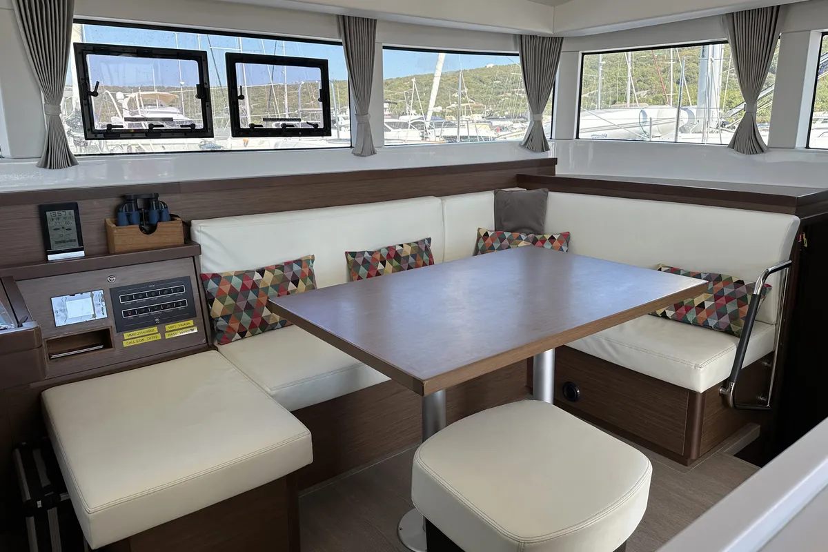 Salon of Vaiana, a Lagoon 40 catamaran at Punat, Croatia
