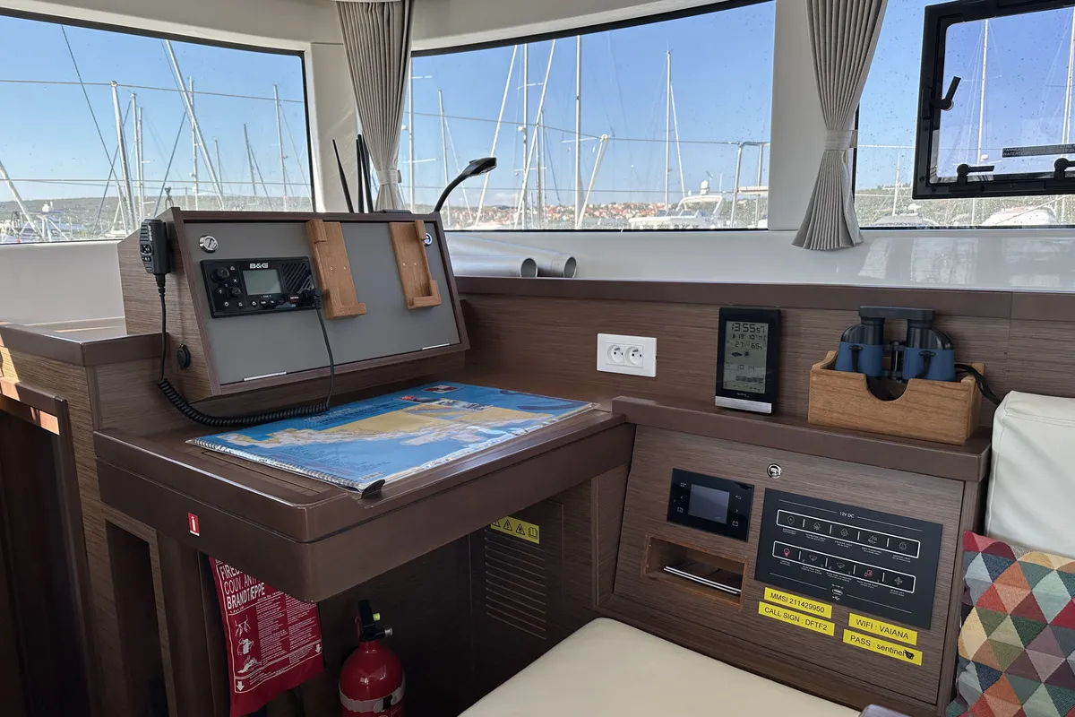 Salon of Vaiana, a Lagoon 40 catamaran at Punat, Croatia