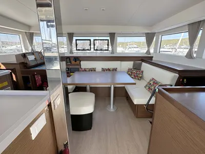Salon of Vaiana, a Lagoon 40 catamaran at Punat, Croatia