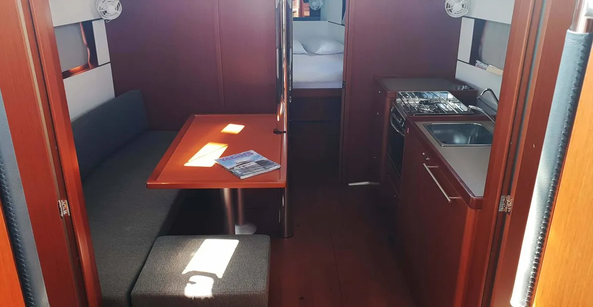Salon of Bellona, a Beneteau Oceanis 38.1 sailboat at Split, Croatia