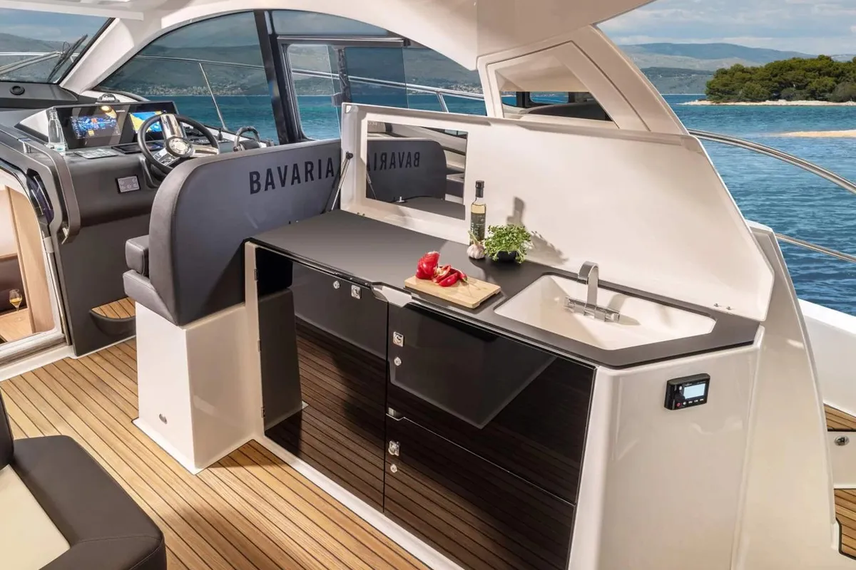 Skyfall, a Bavaria SR41 motor yacht at Punat, Croatia