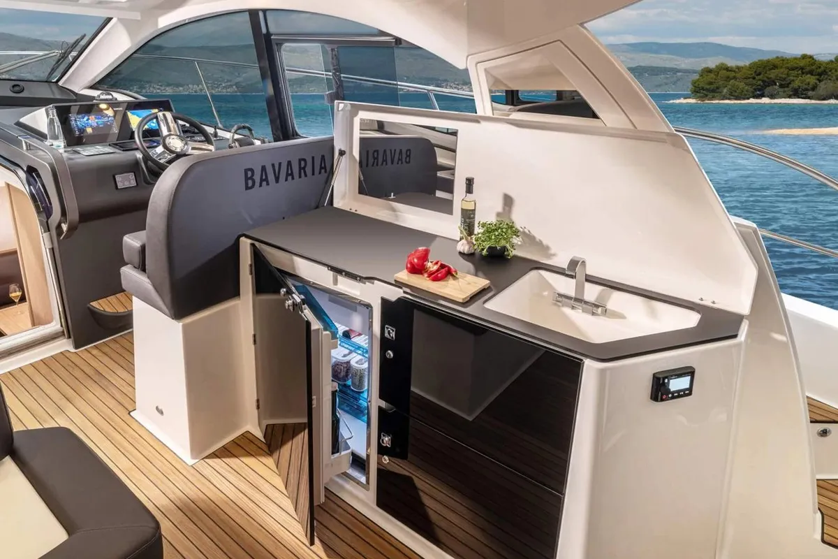 Skyfall, a Bavaria SR41 motor yacht at Punat, Croatia