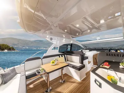Skyfall, a Bavaria SR41 motor yacht at Punat, Croatia