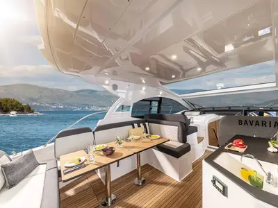 Skyfall, a Bavaria SR41 motor yacht at Punat, Croatia