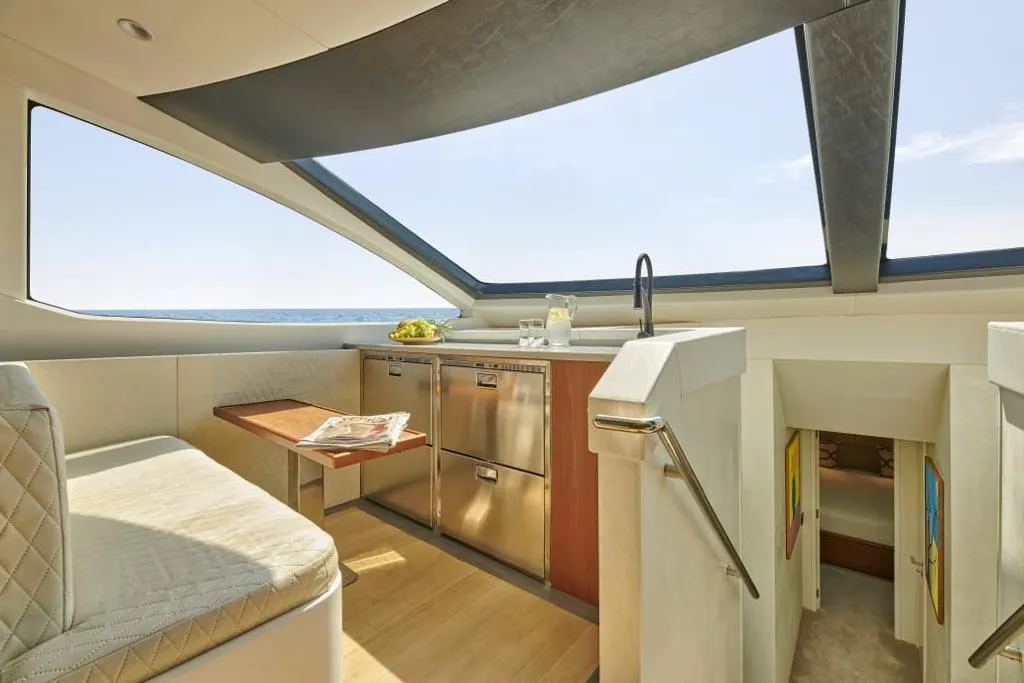 Deck of La Fenice, a Azimut 85F motor yacht at Kontokali, Greece