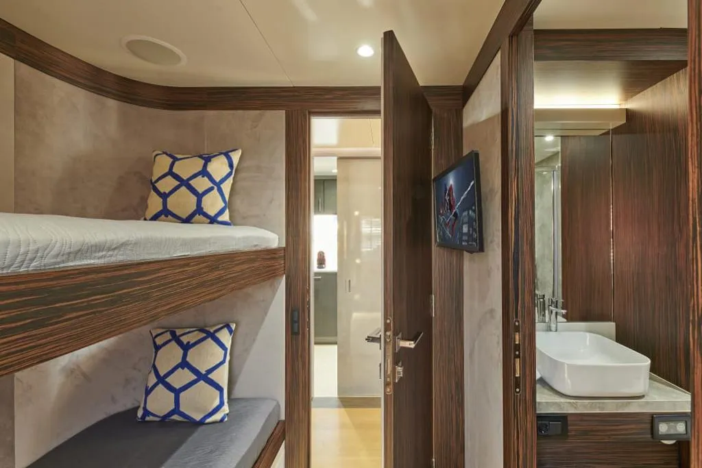 Cabin on La Fenice, a Azimut 85F motor yacht at Kontokali, Greece